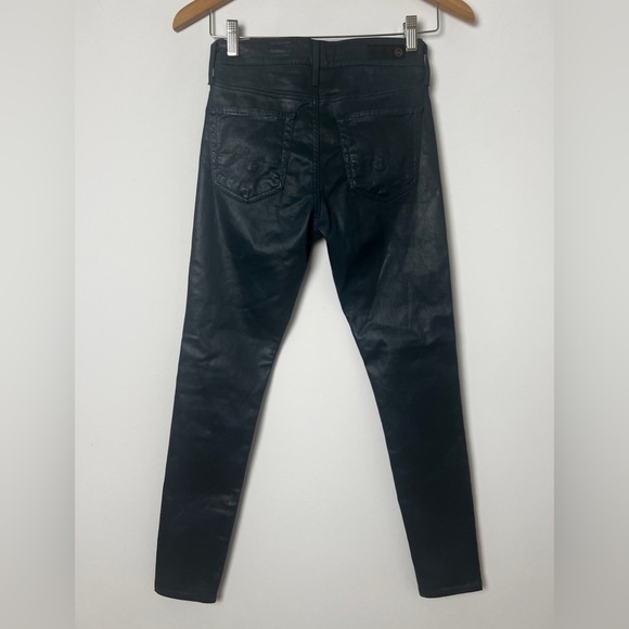 AG Adriano Goldschmied The Farrah High Rise Skinny Teal Leatherette Jeans Sz 24R - Picture 7 of 13